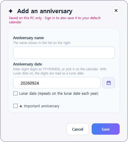 Anniversary window